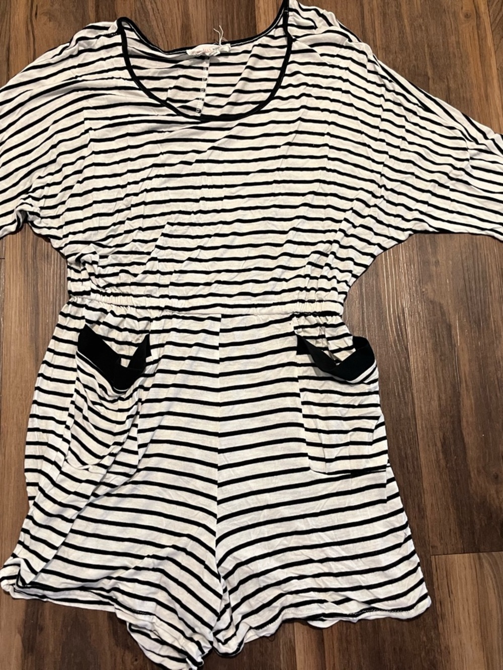 Striped Black and White Short Sleeve Romper